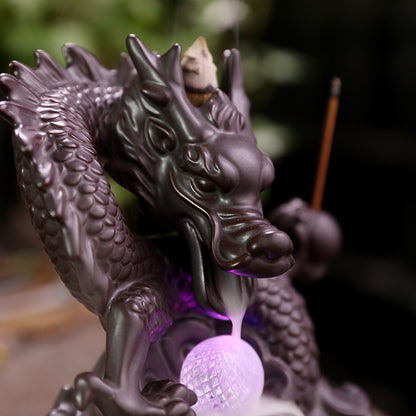 Ceramic Chinese Dragon Backflow Incense Burner Creative Led Light Backflow Sandalwood Incense Burner Home Accessories Ornaments